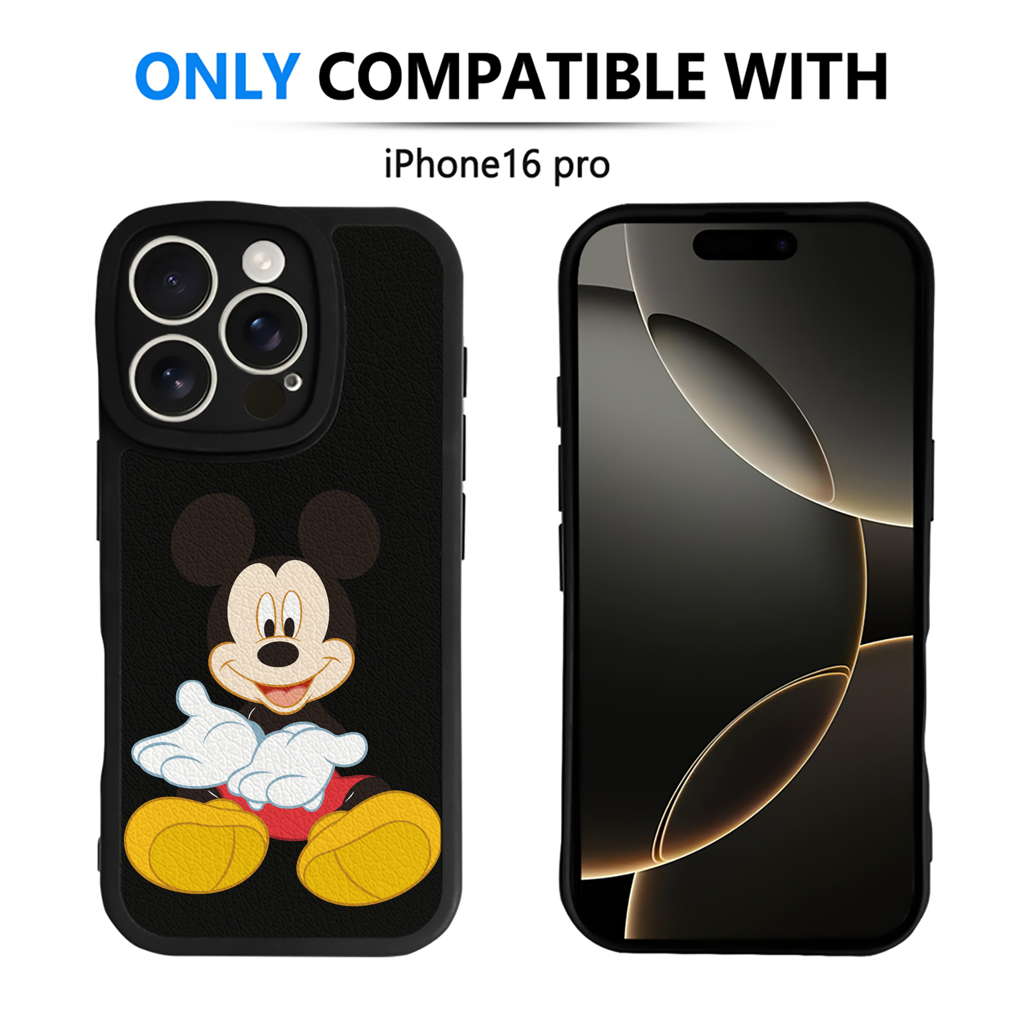 （画像用） ミッキーマウス Mickey Mouse 【iPhone 16シリーズ対応】シリコンスマホケース（レザー調） 材質：シリコン